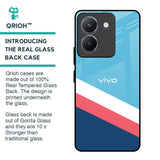 Pink & White Stripes Glass Case For Vivo Y36