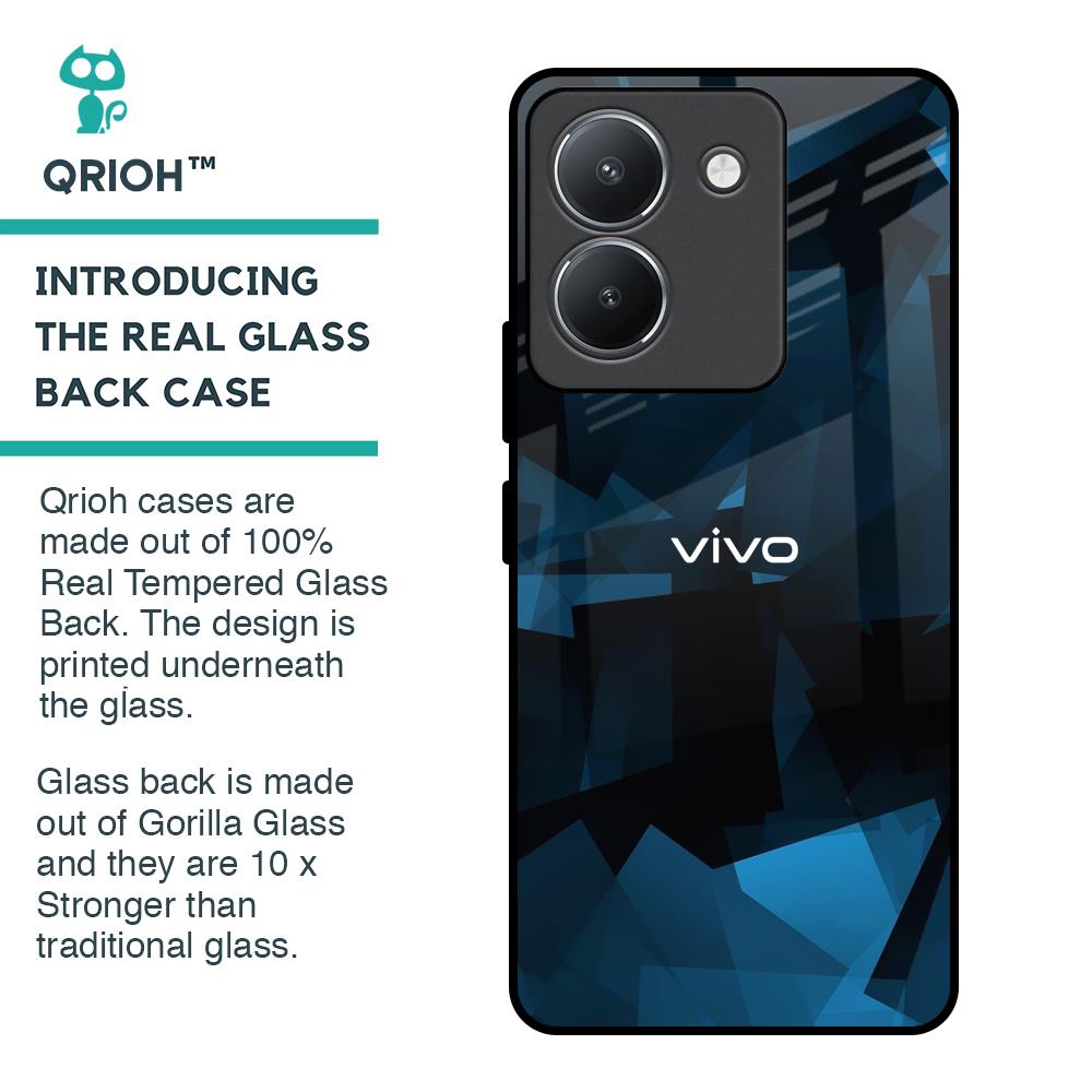 Polygonal Blue Box Glass Case For Vivo Y36