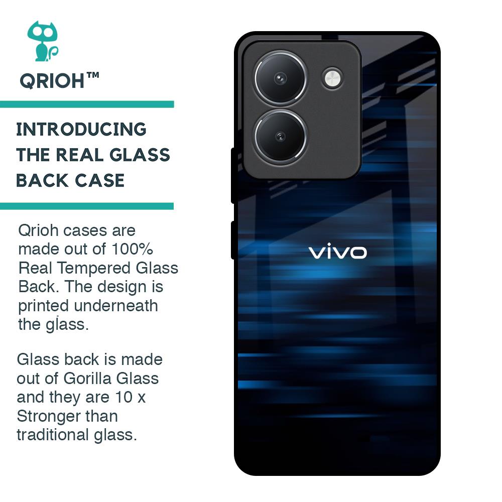Blue Rough Abstract Glass Case for Vivo Y36