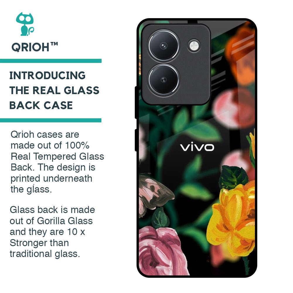 Flowers & Butterfly Glass Case for Vivo Y36
