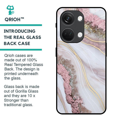 Pink & Gold Gllitter Marble Glass Case for OnePlus Nord 3 5G