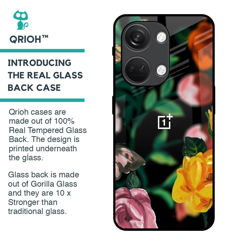 Flowers & Butterfly Glass Case for OnePlus Nord 3 5G