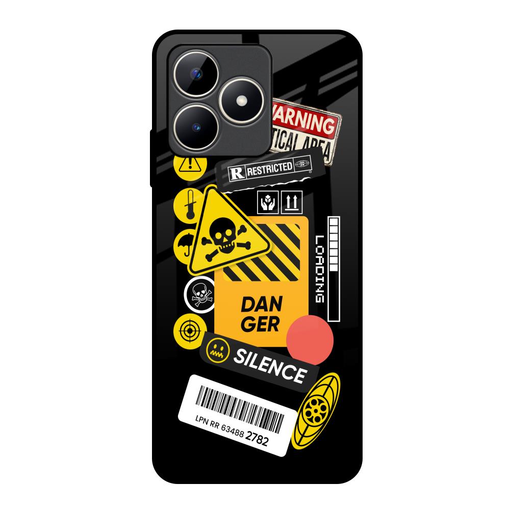 Danger Signs Realme C53 Glass Back Cover Online