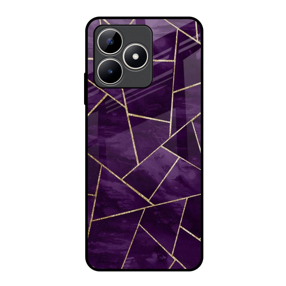 Geometric Purple Realme C53 Glass Back Cover Online