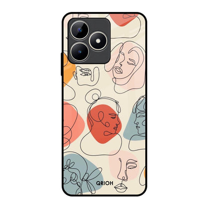 Abstract Faces Realme C53 Glass Back Cover Online