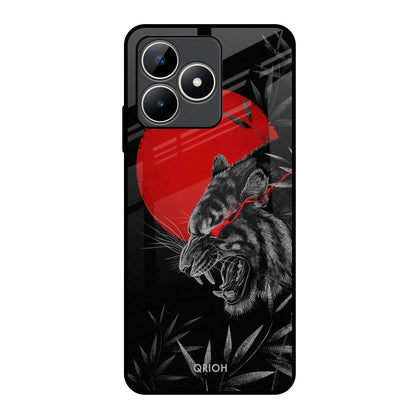 Red Moon Tiger Realme C53 Glass Back Cover Online