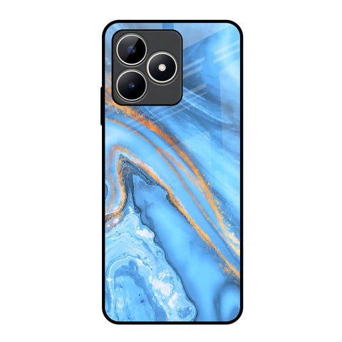 Vibrant Blue Marble Realme C53 Glass Back Cover Online