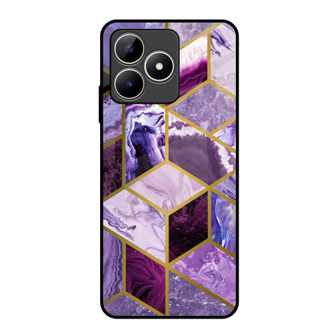 Purple Rhombus Marble Realme C53 Glass Back Cover Online