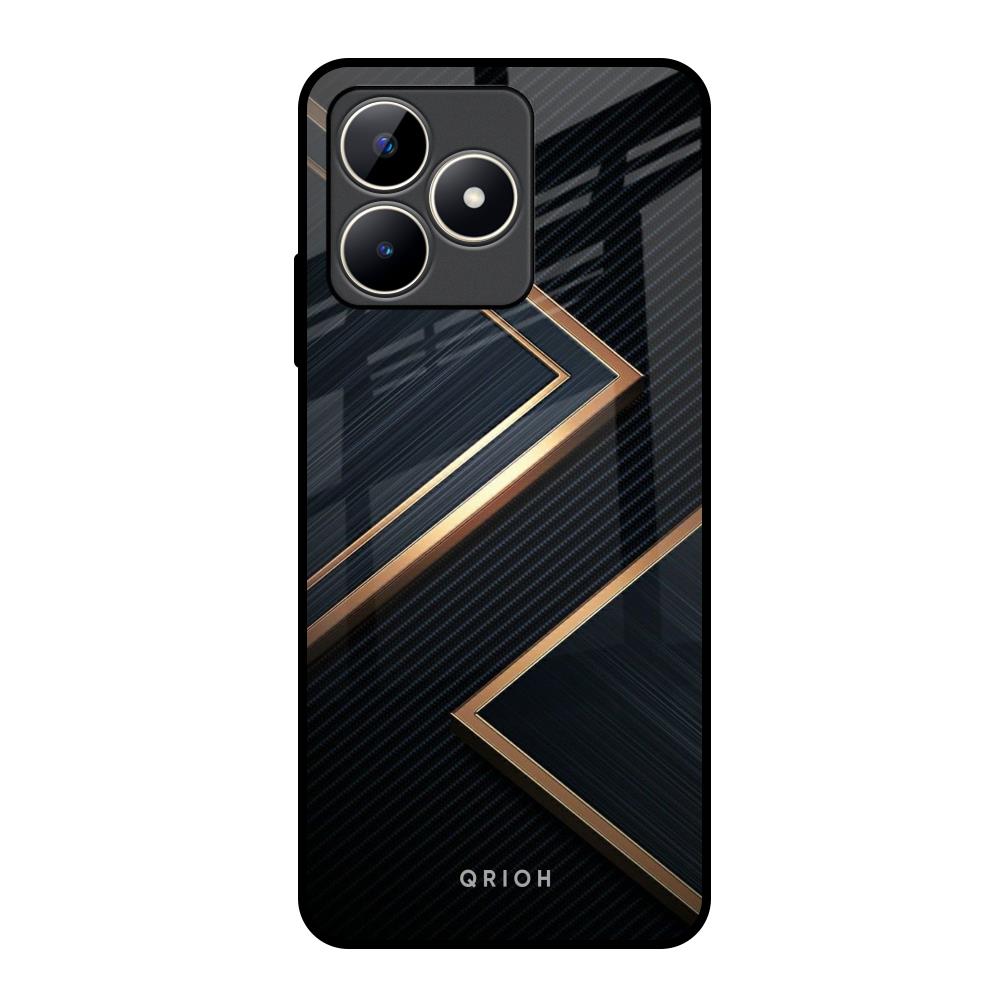 Sleek Golden & Navy Realme C53 Glass Back Cover Online