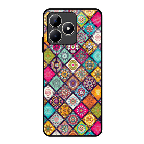 Multicolor Mandala Realme C53 Glass Back Cover Online