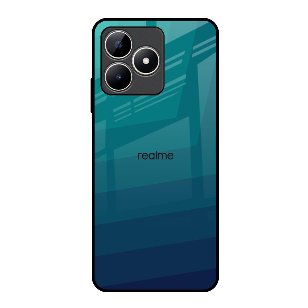 Green Triangle Pattern Realme C53 Glass Back Cover Online