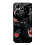 Tropical Art Flower Realme C53 Glass Back Cover Online