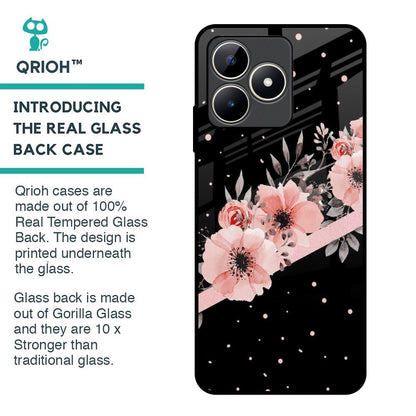 Floral Black Band Glass Case For Realme C53