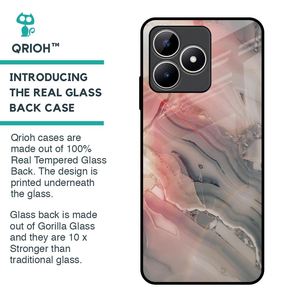 Pink And Grey Marble Glass Case For Realme C53