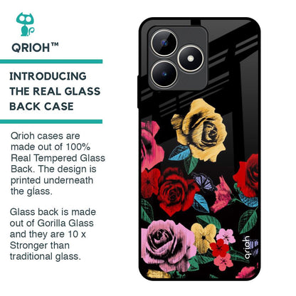 Floral Decorative Glass Case For Realme C53
