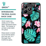 Tropical Leaves & Pink Flowers Glass Case for Realme C53