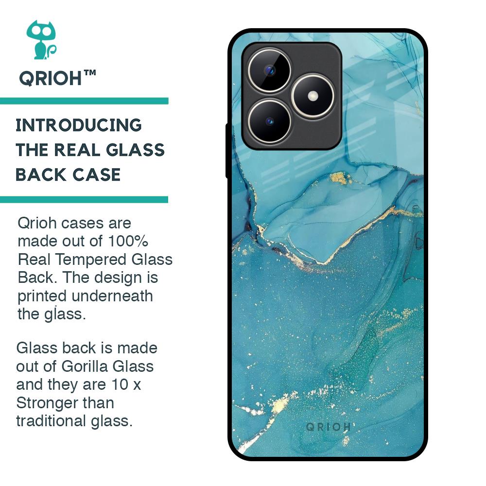 Blue Golden Glitter Glass Case for Realme C53