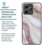 Pink & Gold Gllitter Marble Glass Case for Realme C53