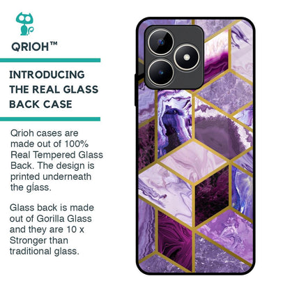 Purple Rhombus Marble Glass Case for Realme C53
