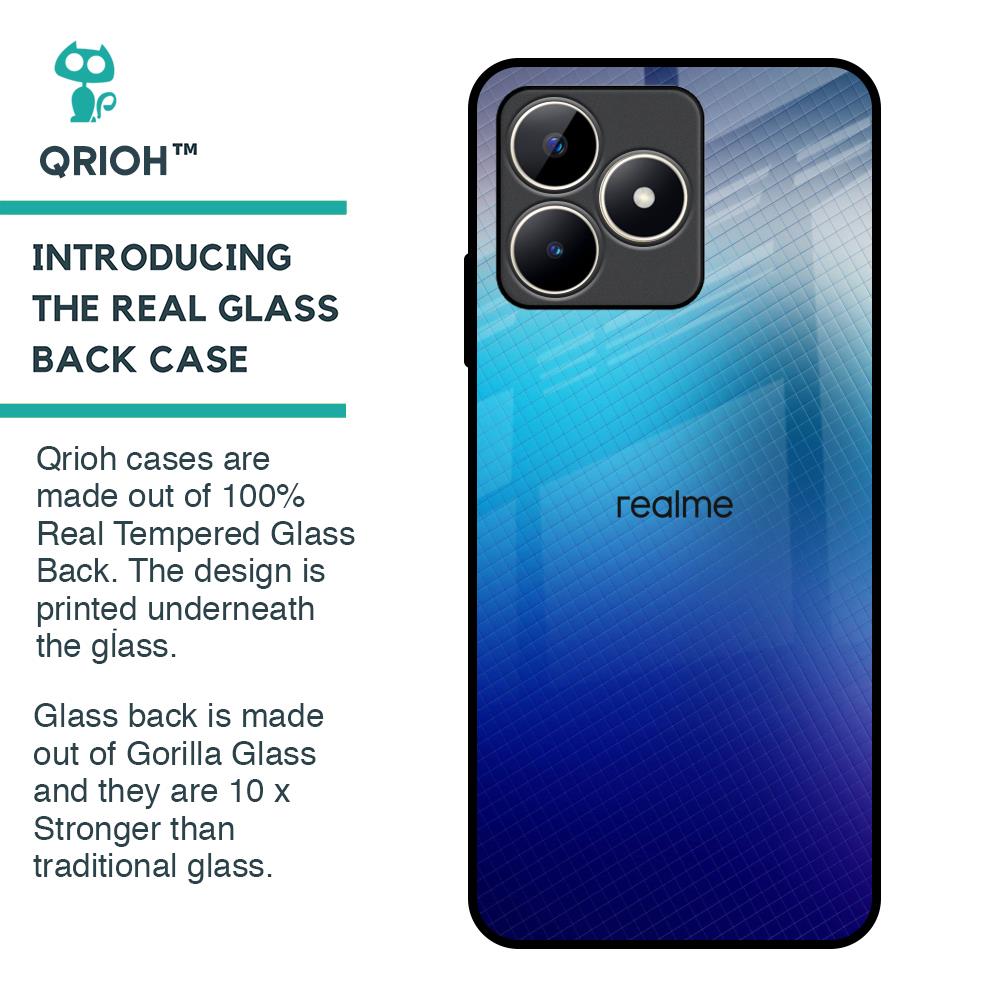 Blue Rhombus Pattern Glass Case for Realme C53
