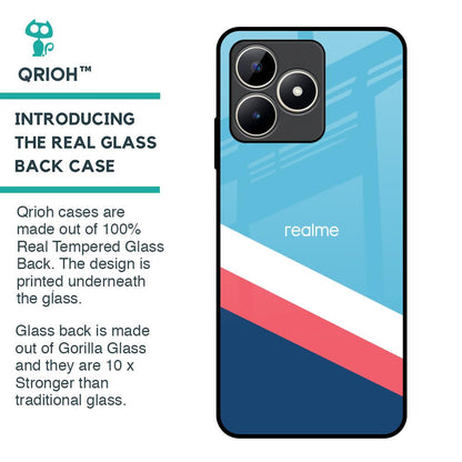 Pink & White Stripes Glass Case For Realme C53