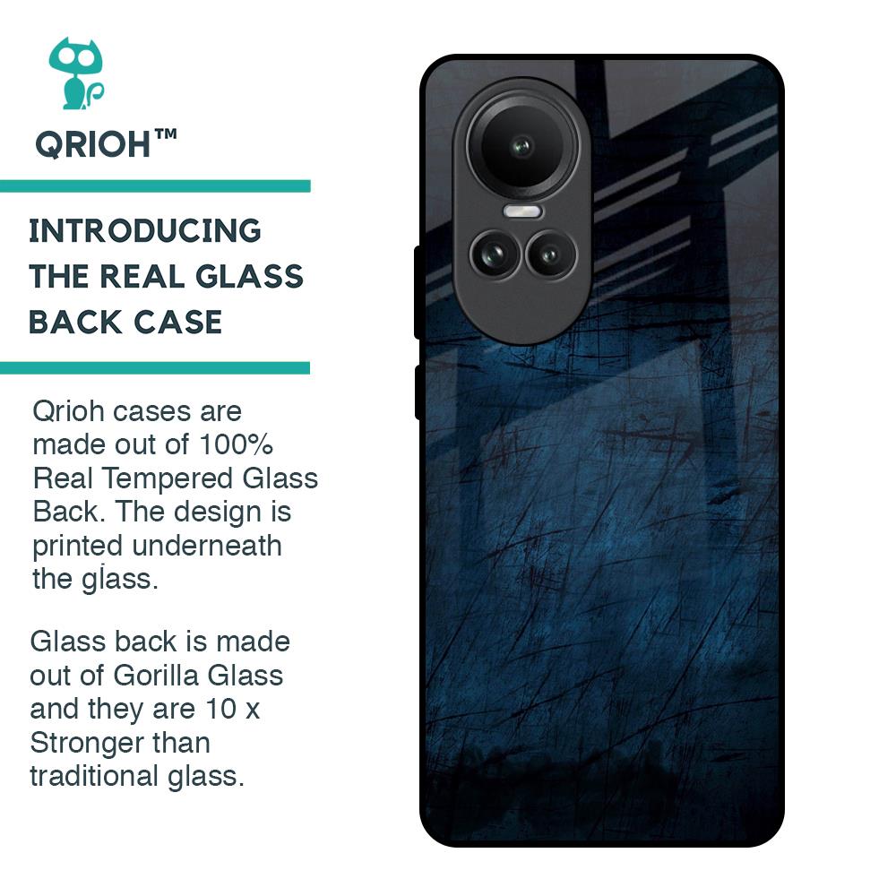 Dark Blue Grunge Glass Case for Oppo Reno10 5G