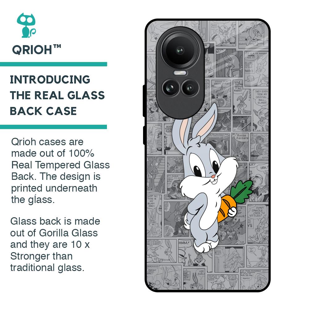 Cute Baby Bunny Glass Case for Oppo Reno10 5G