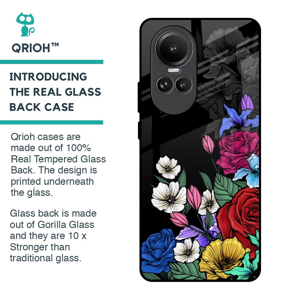Rose Flower Bunch Art Glass Case for Oppo Reno10 5G