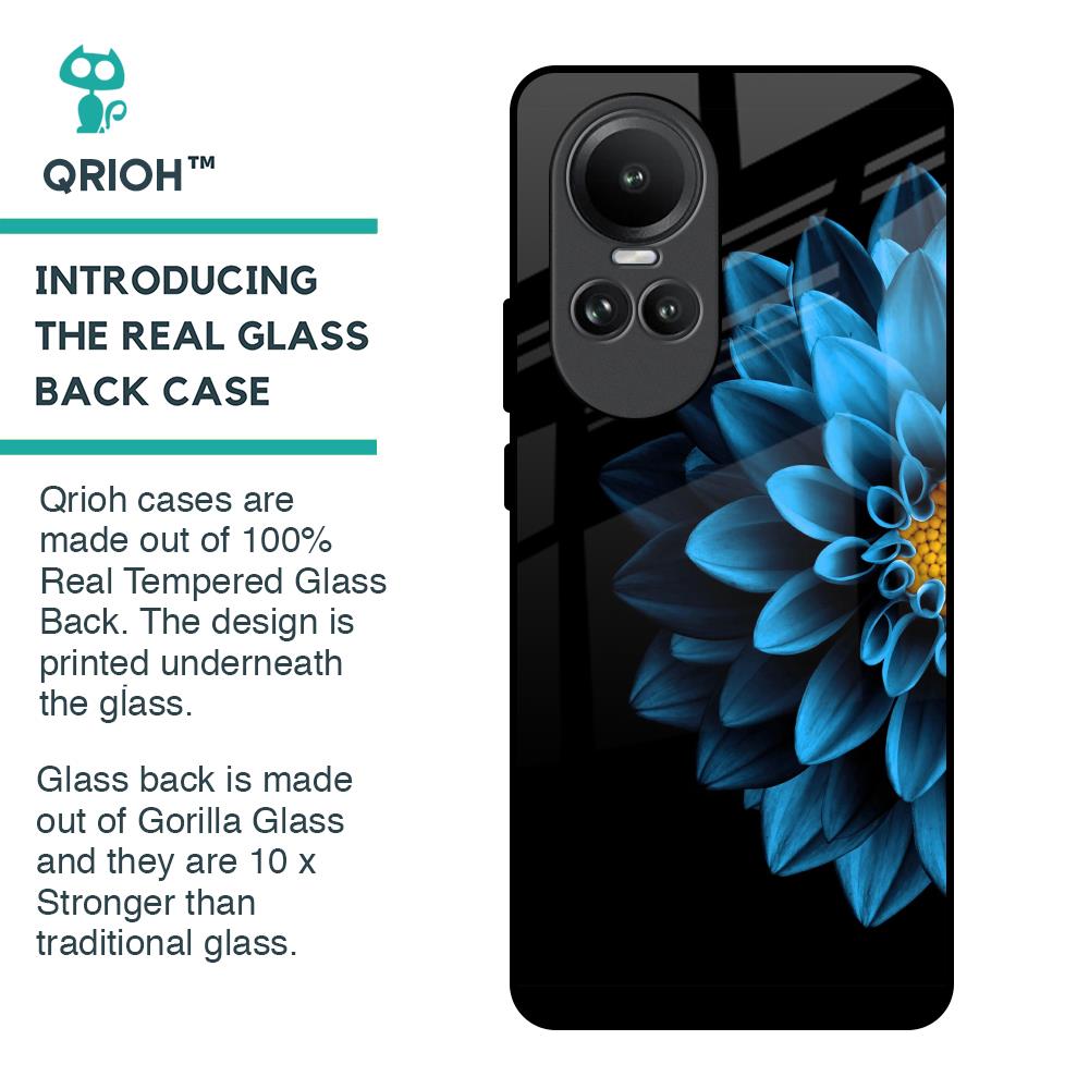 Half Blue Flower Glass Case for Oppo Reno10 5G