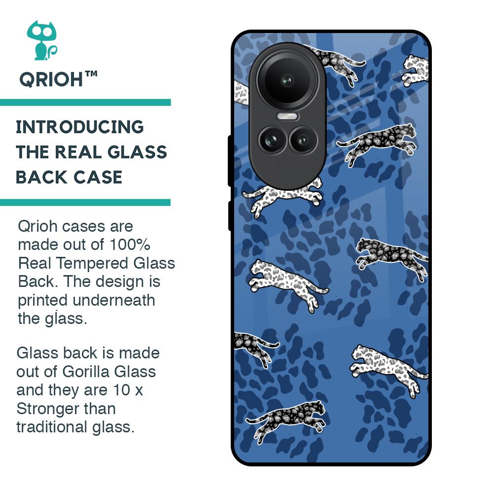 Blue Cheetah Glass Case for Oppo Reno10 5G