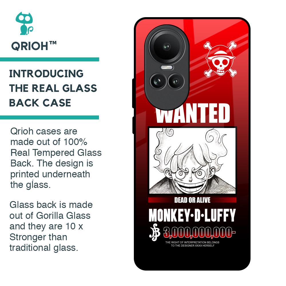 Luffy Wanted Glass Case for Oppo Reno10 5G