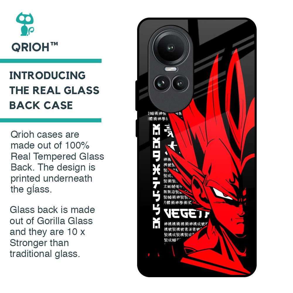 Red Vegeta Glass Case for Oppo Reno10 5G
