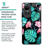 Tropical Leaves & Pink Flowers Glass Case for Oppo Reno10 5G