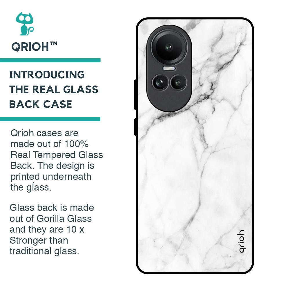 Modern White Marble Glass Case for Oppo Reno10 5G