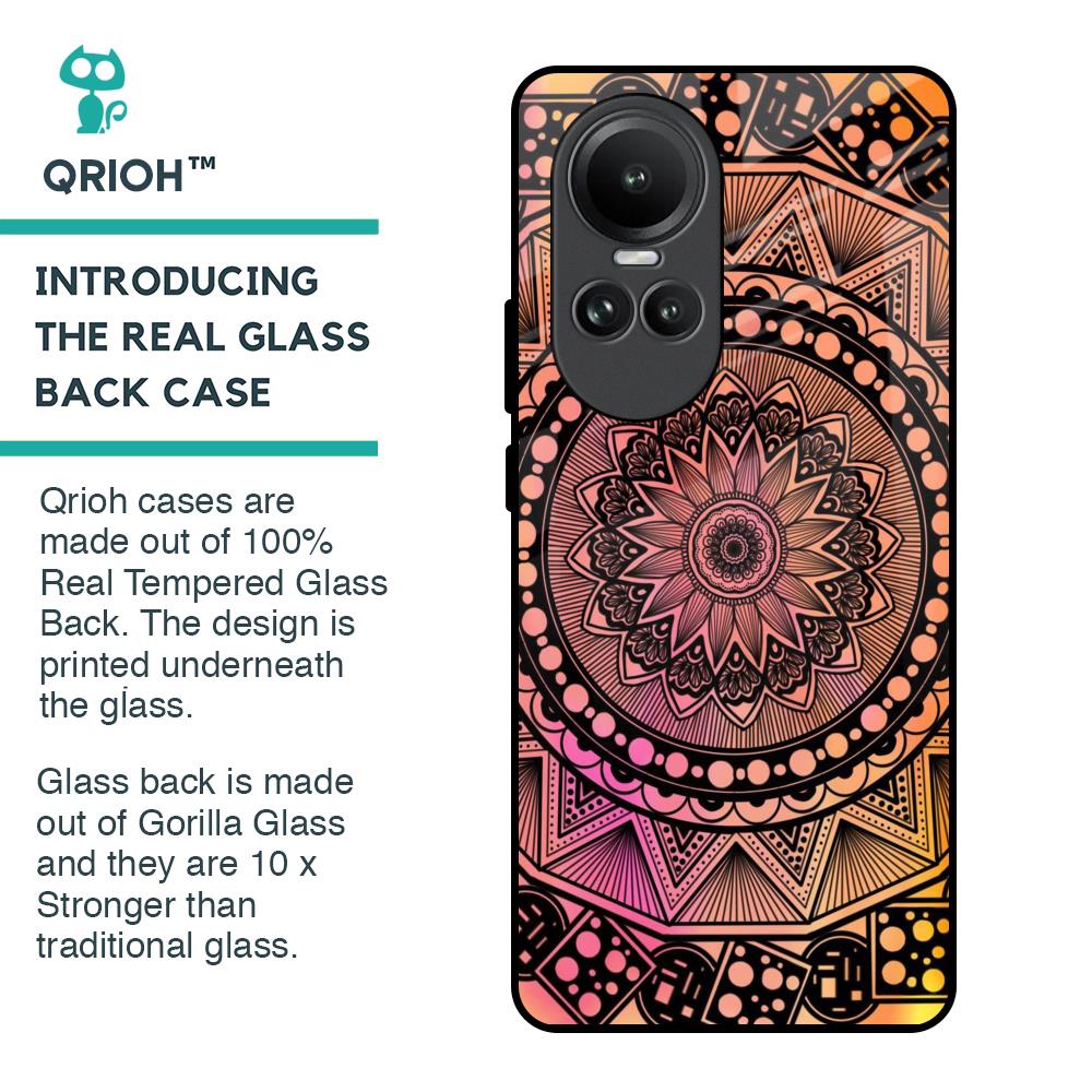 Floral Mandala Glass Case for Oppo Reno10 5G