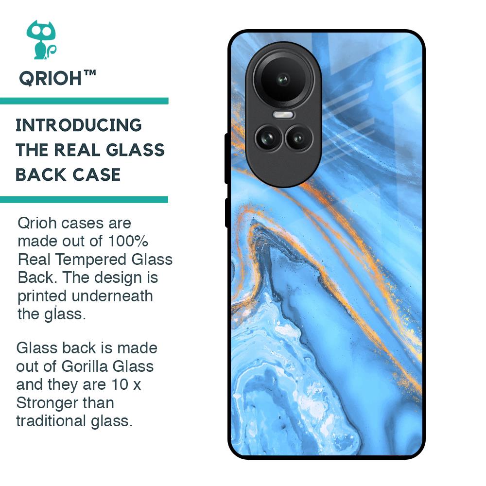 Vibrant Blue Marble Glass Case for Oppo Reno10 5G