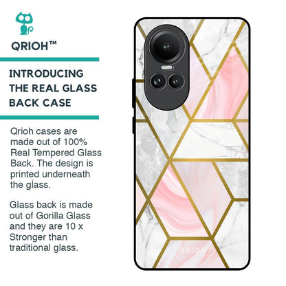 Geometrical Marble Glass Case for Oppo Reno10 5G