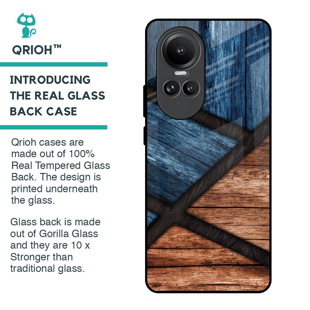 Wooden Tiles Glass Case for Oppo Reno10 5G
