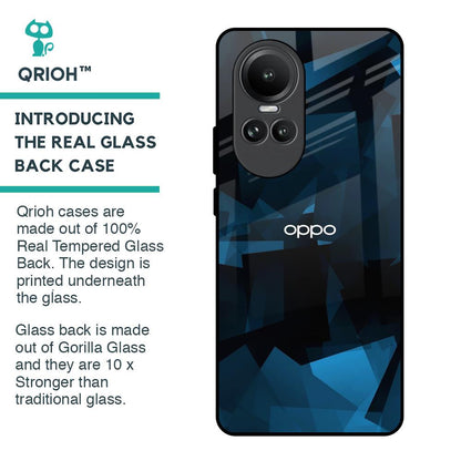 Polygonal Blue Box Glass Case For Oppo Reno10 5G