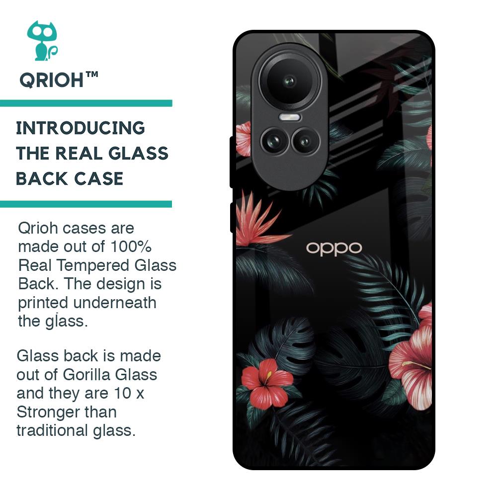 Tropical Art Flower Glass Case for Oppo Reno10 5G