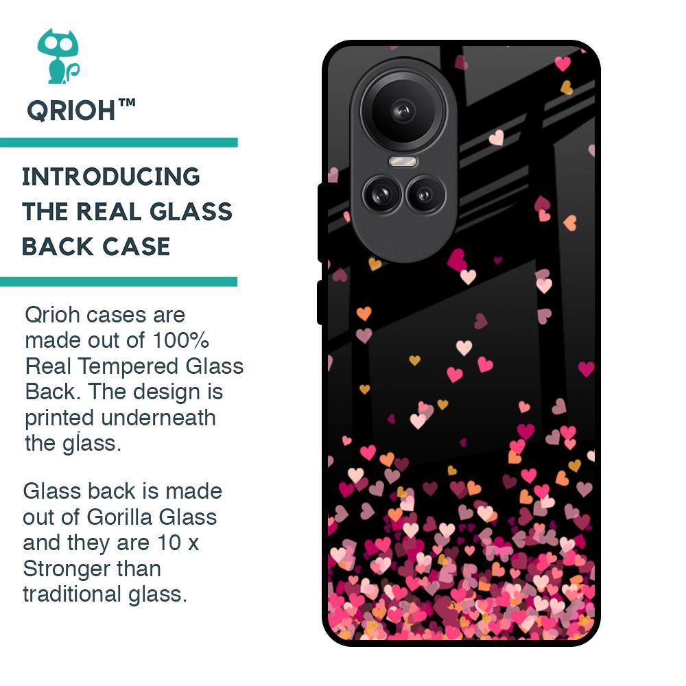 Heart Rain Fall Glass Case For Oppo Reno10 Pro 5G