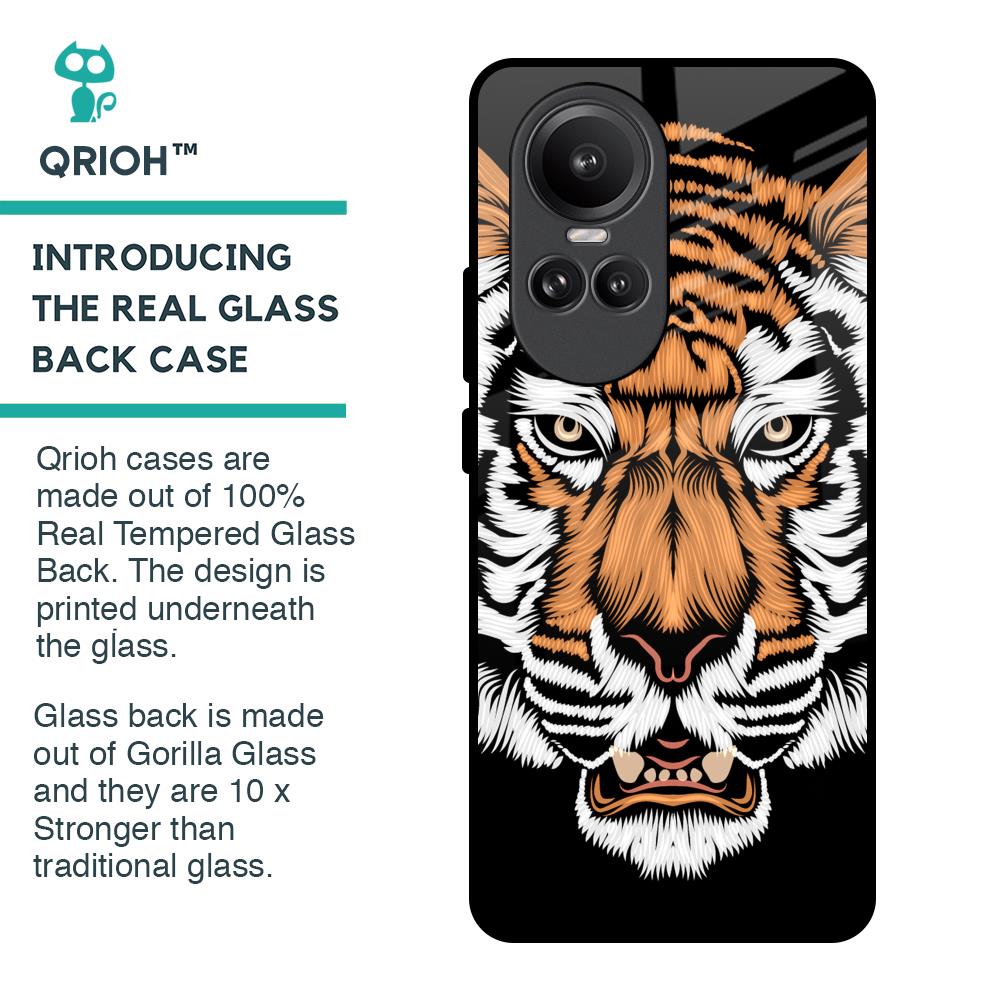Angry Tiger Glass Case For Oppo Reno10 Pro 5G