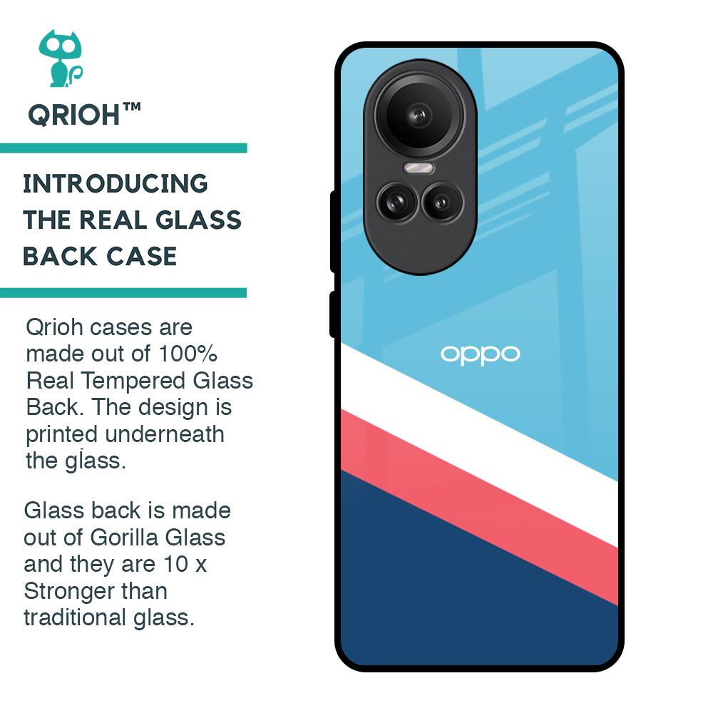 Pink & White Stripes Glass Case For Oppo Reno10 Pro 5G