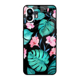 Tropical Leaves & Pink Flowers Nothing Phone 2 Glass Back Cover Online
