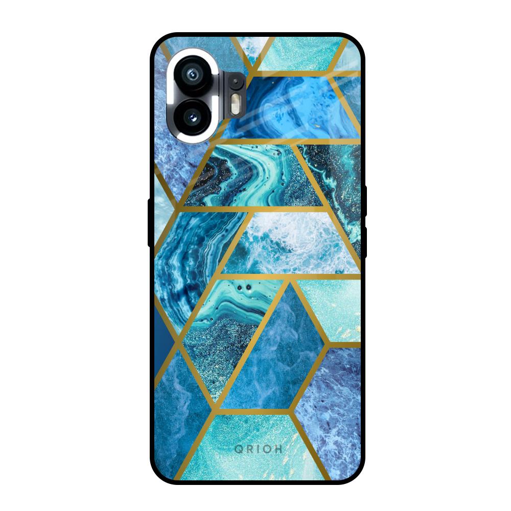 Turquoise Geometrical Marble Nothing Phone 2 Glass Back Cover Online