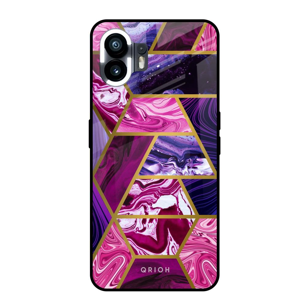 Electroplated Geometric Marble Nothing Phone 2 Glass Back Cover Online