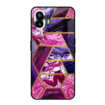 Electroplated Geometric Marble Nothing Phone 2 Glass Back Cover Online
