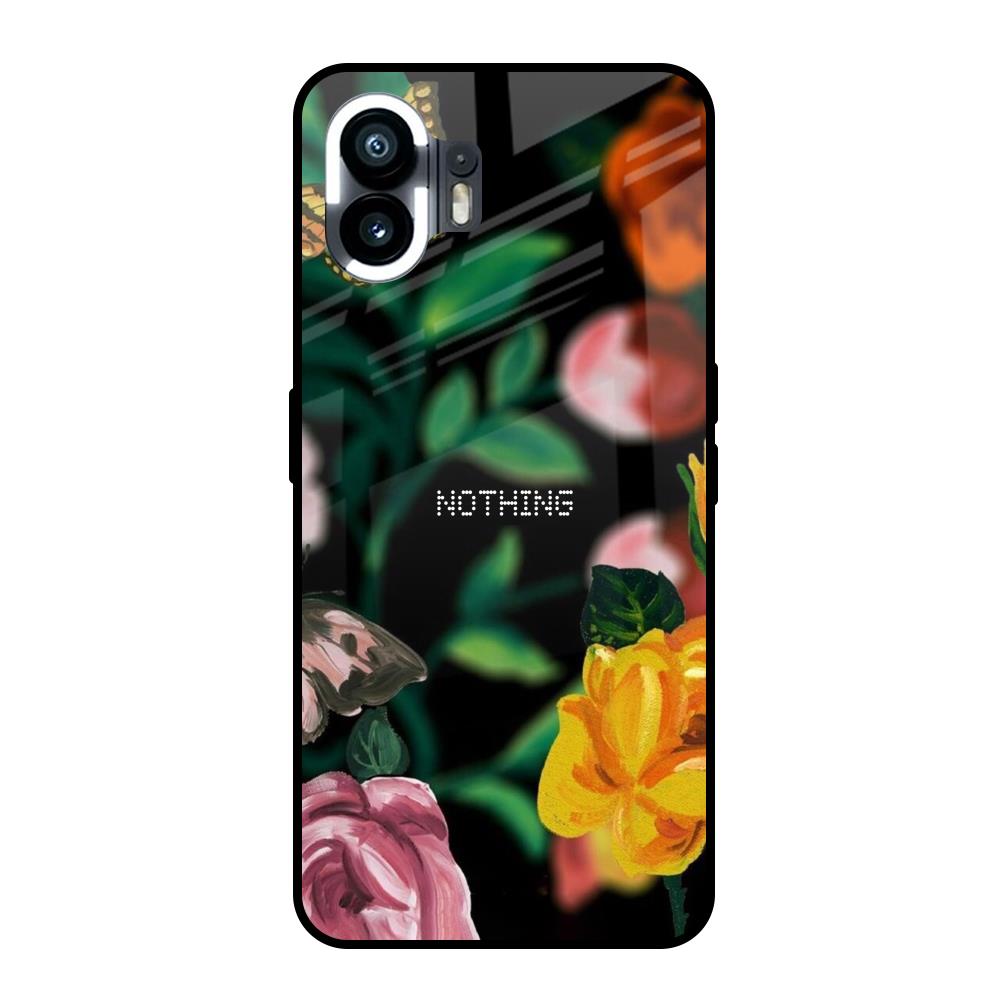 Flowers & Butterfly Nothing Phone 2 Glass Back Cover Online