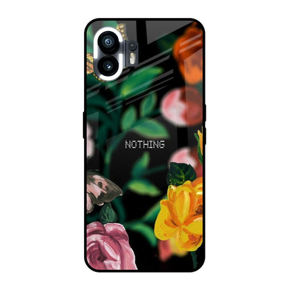Flowers & Butterfly Nothing Phone 2 Glass Back Cover Online