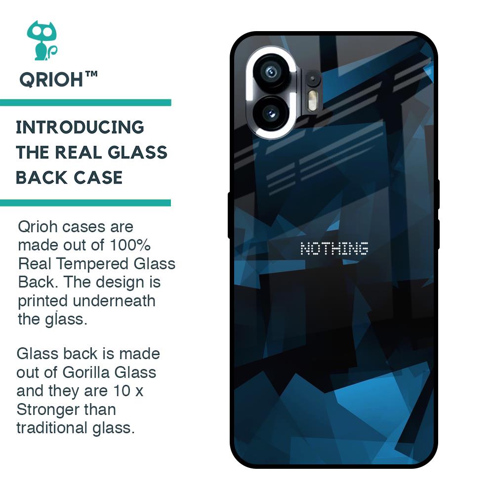 Polygonal Blue Box Glass Case For Nothing Phone 2